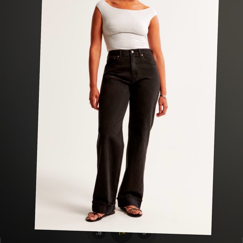 abercrombie and fitch the 90s relaxed jean high rise black cuffed